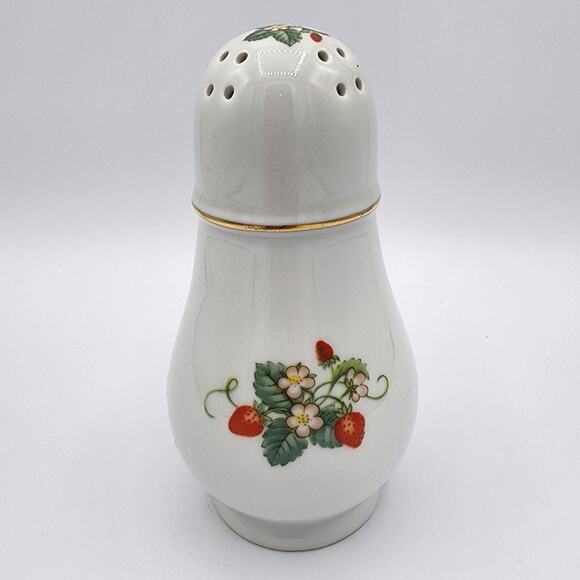 Vintage Avon 1978 Fine Porcelain 22K Gold Trim Red Strawberry Tall Sugar Shaker - Picture 4 of 7